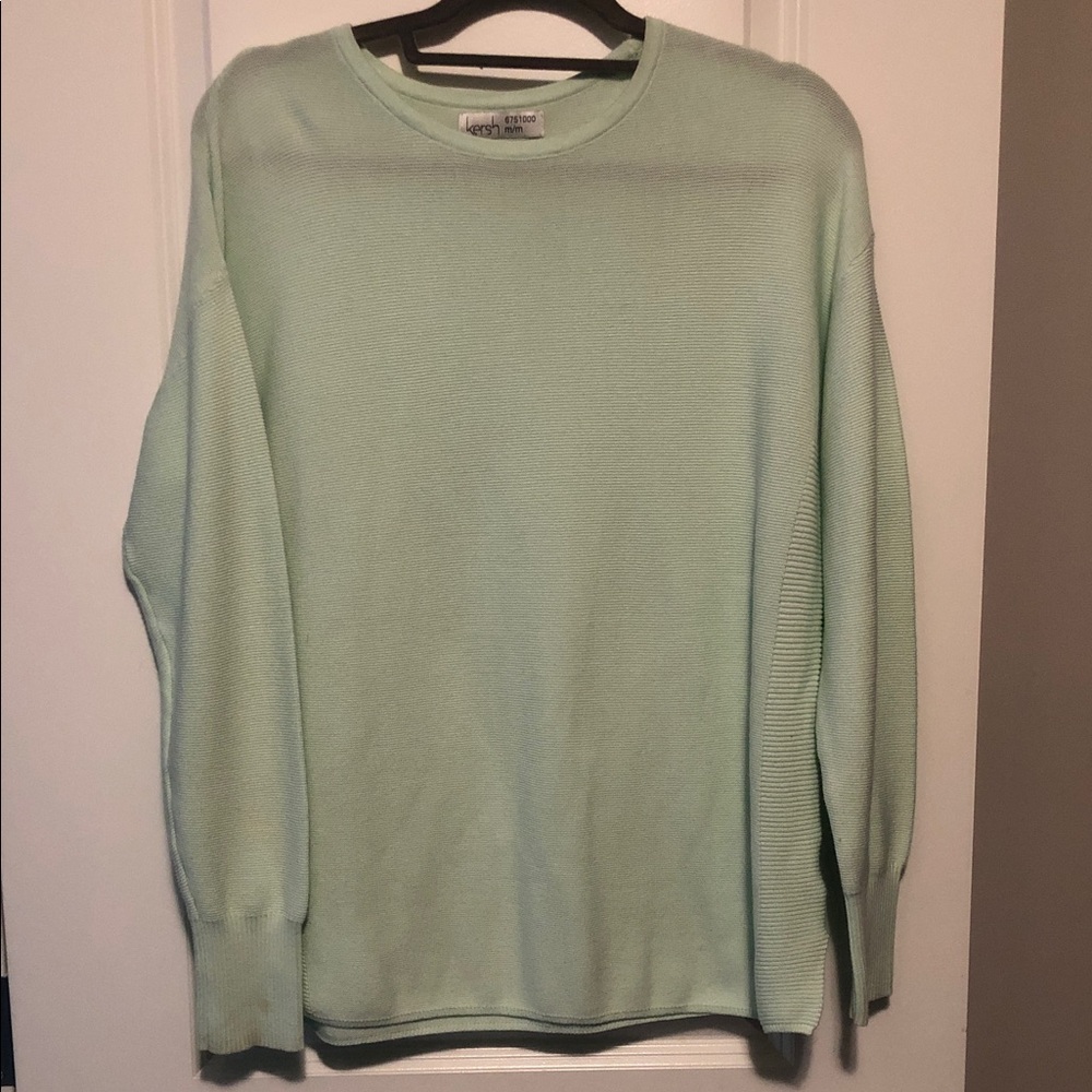 Kersh Light Green Crew Neck Sweater